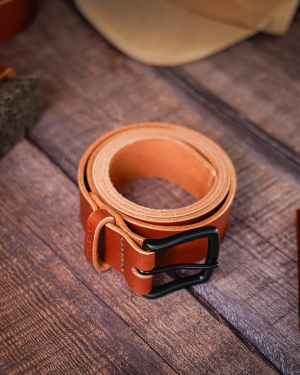 Leather belt - Cognac (mid/dark brown)