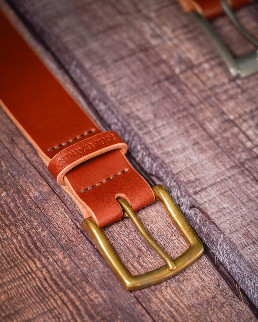 Leather belt - Cognac (mid/dark brown)