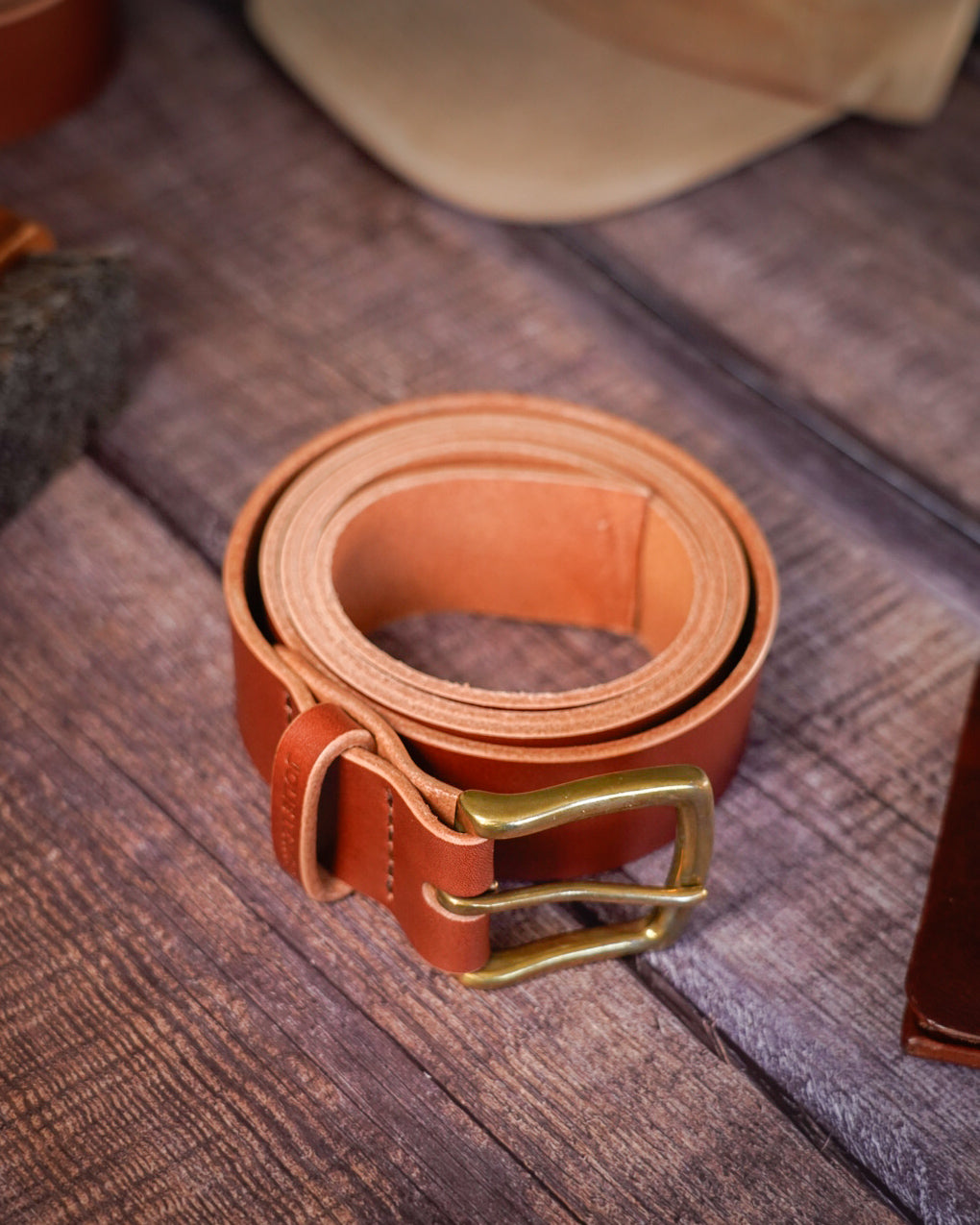 Leather belt - Cognac (mid/dark brown)