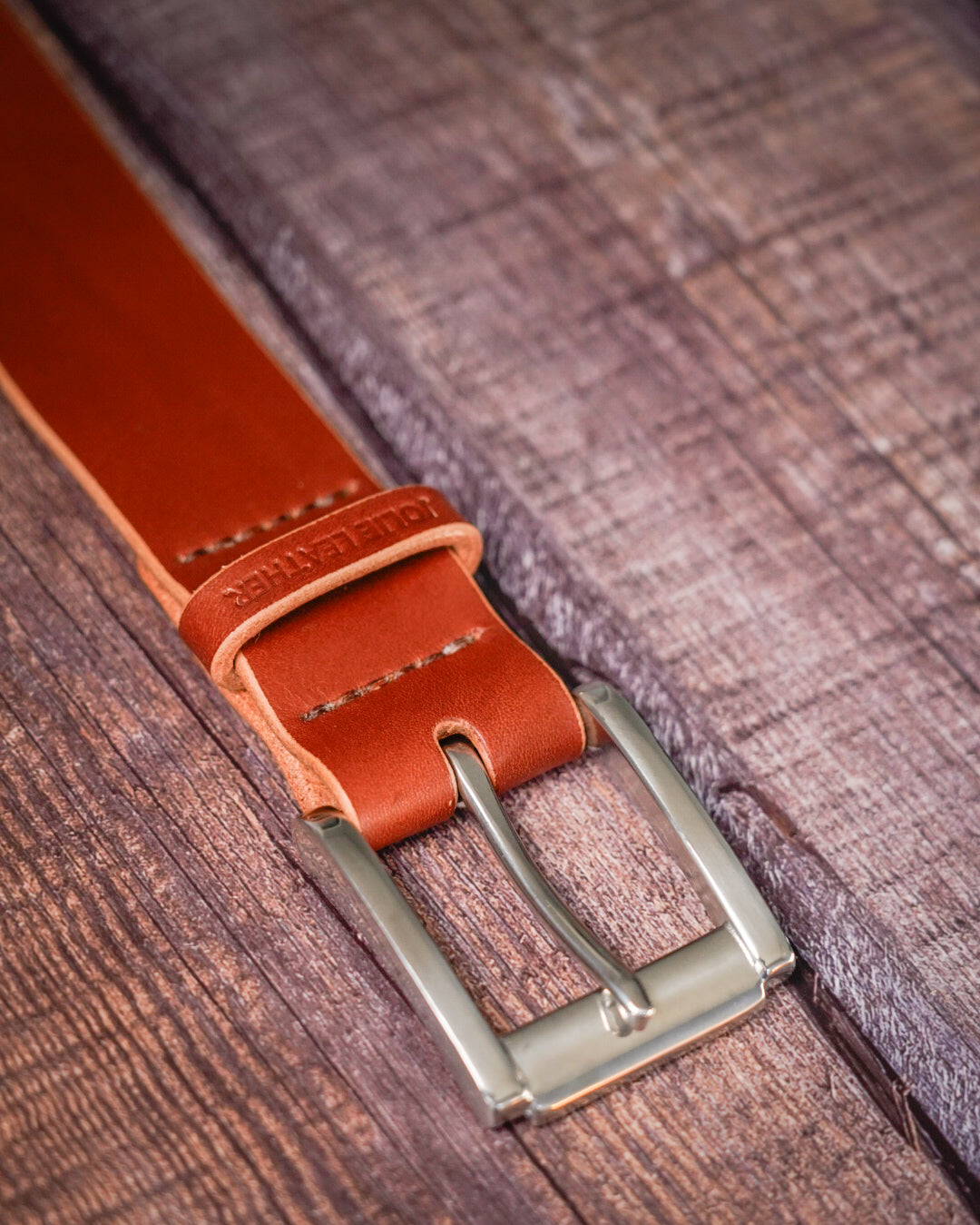 Leather belt - Cognac (mid/dark brown)