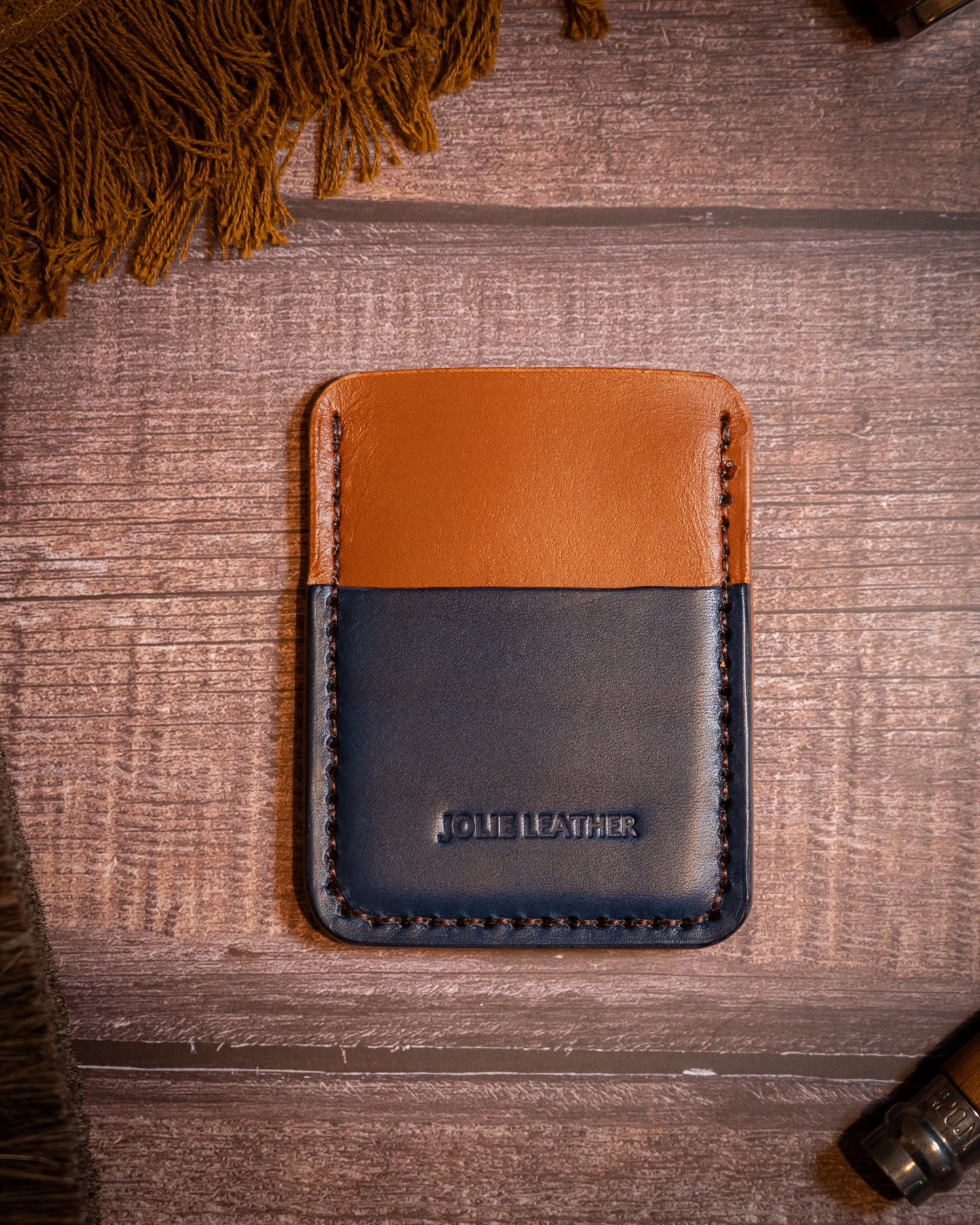 Minimalist Portrait Wallet Tan/Blue