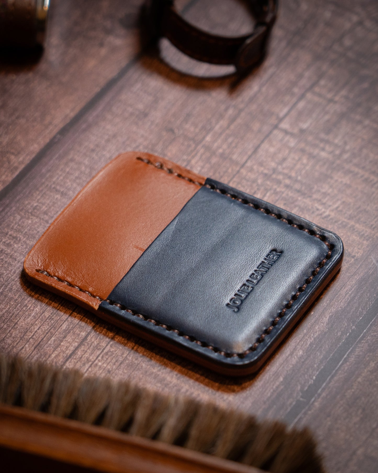 Minimalist Portrait Wallet Tan/Blue