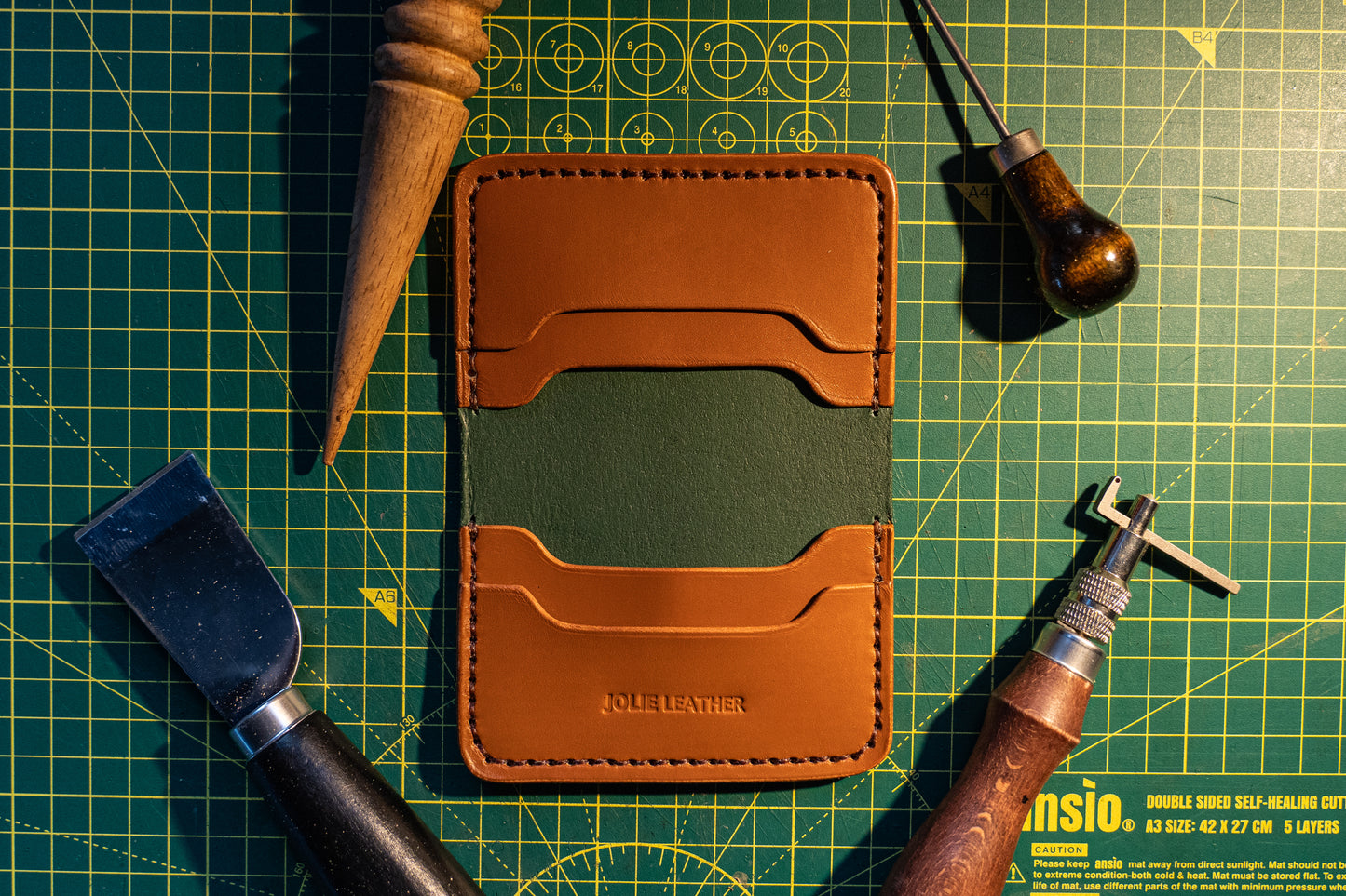 L'original Wallet green/tan